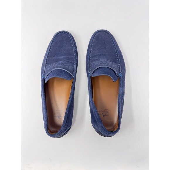 Aquatalia Men Shoes Blue Leather Penny Loafer Slip On Italian Suede Driving US 9 main image 5